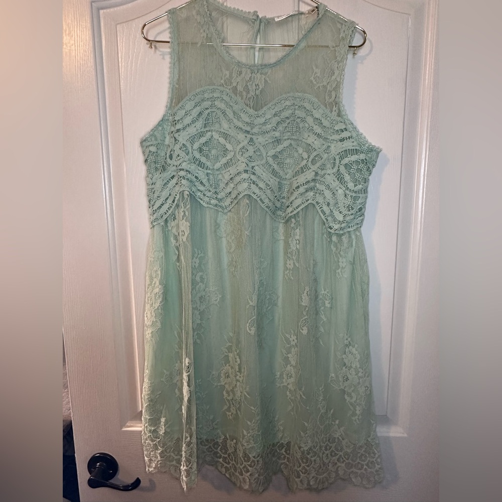 ANDREE BY UNIT Mint Green Lace Sleeveless Dress